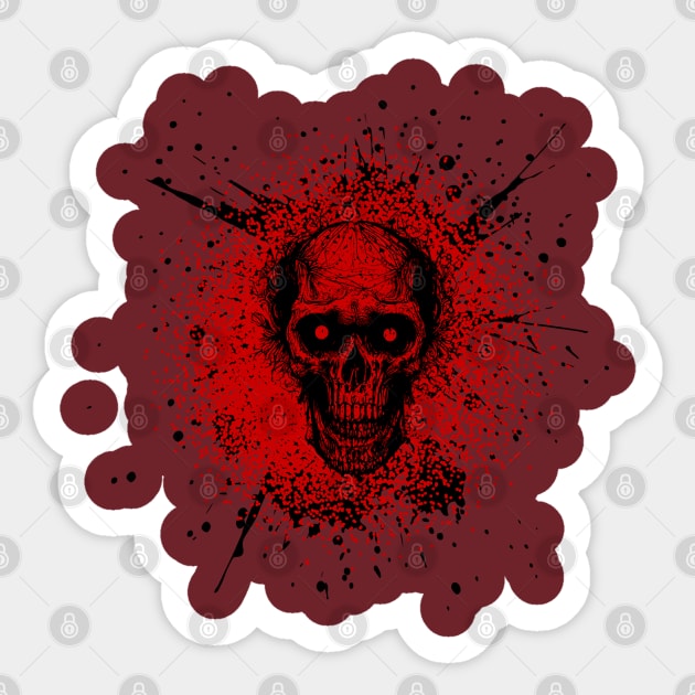 Bloody Red Skull Graphic Sticker by CTJFDesigns